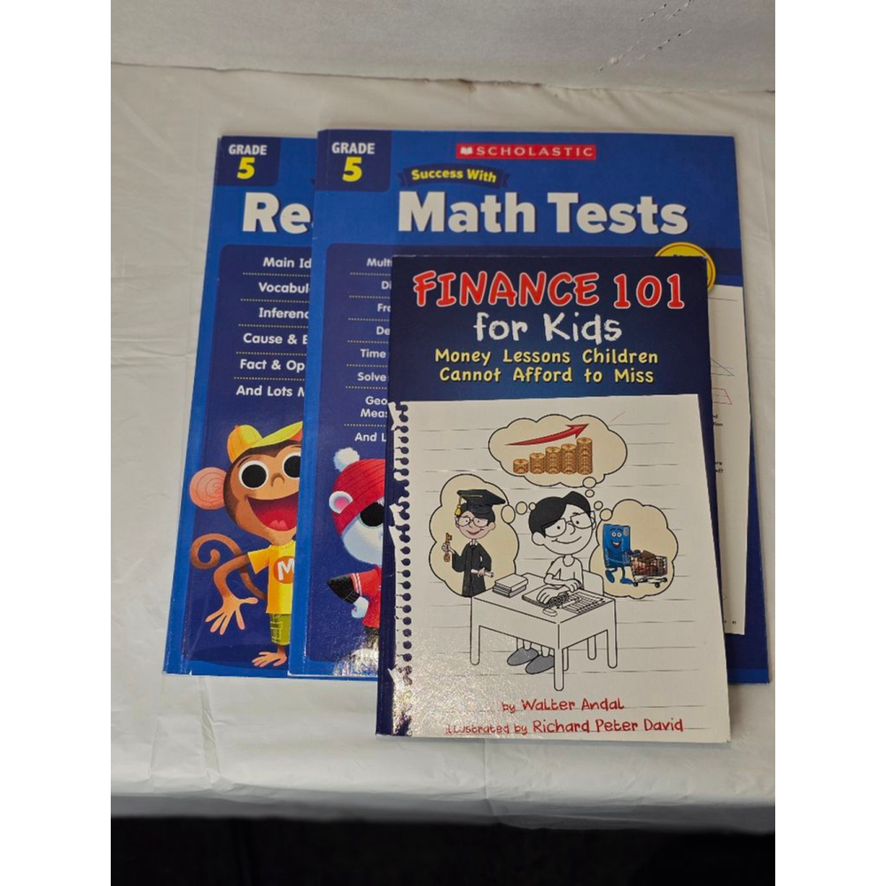 Scholastic Grade 5 Reading, Math, and Finance Books Blue Red One Size